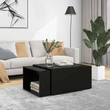 3 Piece Nesting Coffee Table Set Black 60x60x38 cm Engineered Wood