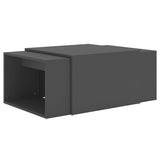 3 Piece Nesting Coffee Table Set Grey 60x60x38 cm Engineered Wood - Front View
