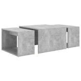 3 Piece Nesting Coffee Table Set Concrete Grey 60x60x38 cm - 45-Degree Angle