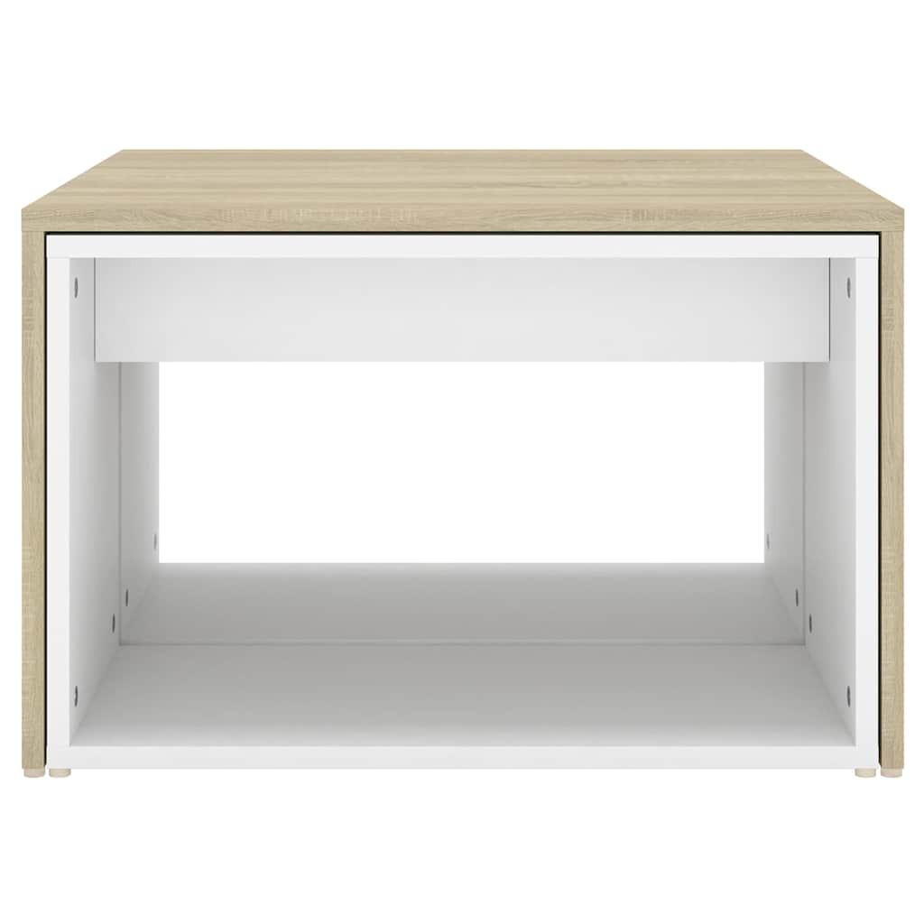 3 Piece Nesting Coffee Table Set White & Sonoma Oak 60x60x38 cm