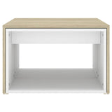 3 Piece Nesting Coffee Table Set White & Sonoma Oak 60x60x38 cm - Top-Down View