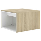 3 Piece Nesting Coffee Table Set White & Sonoma Oak 60x60x38 cm - Rear View