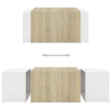 3 Piece Nesting Coffee Table Set White & Sonoma Oak 60x60x38 cm