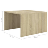3 Piece Nesting Coffee Table Set White & Sonoma Oak 60x60x38 cm - Extra Image