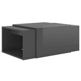3 Piece Nesting Coffee Table Set High Gloss Grey 60x60x38 cm - Front View