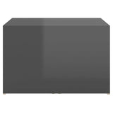 3 Piece Nesting Coffee Table Set High Gloss Grey 60x60x38 cm - Side View