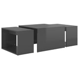 3 Piece Nesting Coffee Table Set High Gloss Grey 60x60x38 cm - 45-Degree Angle