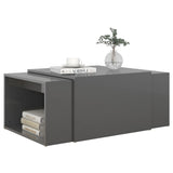 3 Piece Nesting Coffee Table Set High Gloss Grey 60x60x38 cm - Low Angle