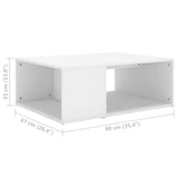 Coffee Table White 90x67x33 cm Engineered Wood - Rear View