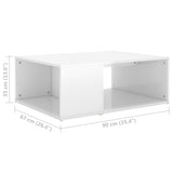 Coffee Table High Gloss White 90x67x33 cm Engineered Wood - Rear View