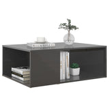 Coffee Table High Gloss Grey 90x67x33 cm Engineered Wood - 45-Degree Angle
