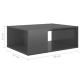 Coffee Table High Gloss Grey 90x67x33 cm Engineered Wood - Rear View