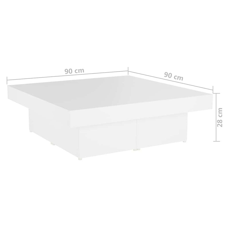 Coffee Table White 90x90x28 cm Engineered Wood