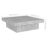 Coffee Table Concrete Grey 90x90x28 cm Engineered Wood - Close-Up Angle