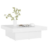Coffee Table High Gloss White 90x90x28 cm Engineered Wood - Rear View