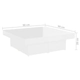 Coffee Table High Gloss White 90x90x28 cm Engineered Wood - Low Angle