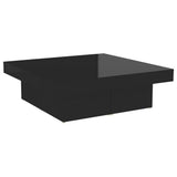 Coffee Table High Gloss Black 90x90x28 cm Engineered Wood - Front View