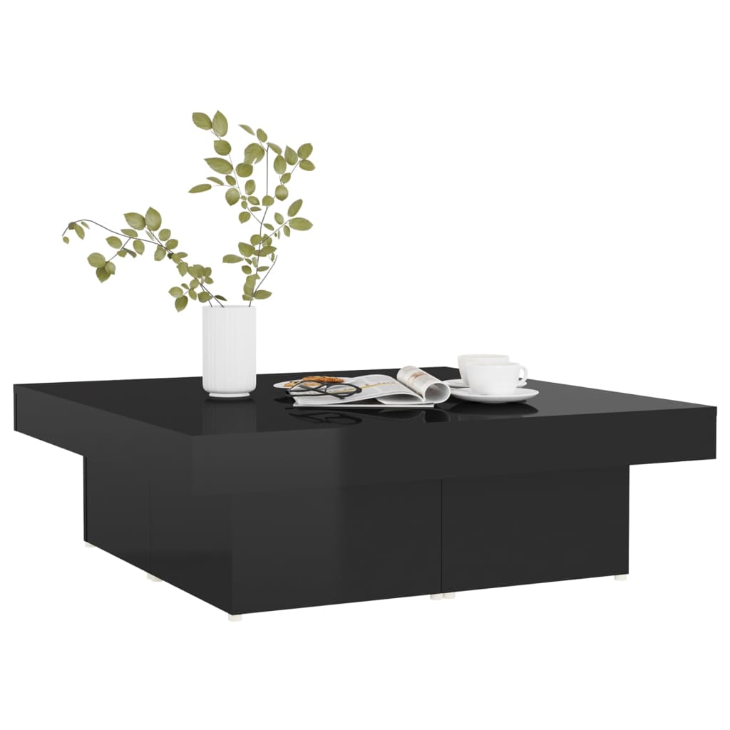 Coffee Table High Gloss Black 90x90x28 cm Engineered Wood