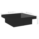 Coffee Table High Gloss Black 90x90x28 cm Engineered Wood