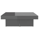 Coffee Table High Gloss Grey 90x90x28 cm Engineered Wood - 45-Degree Angle
