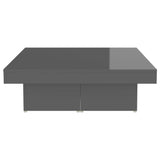 Coffee Table High Gloss Grey 90x90x28 cm Engineered Wood - Rear View