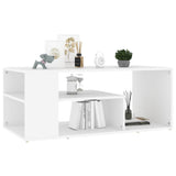 Coffee Table White 100x50x40 cm Engineered Wood - 45-Degree Angle