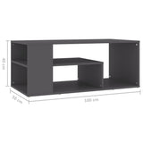 Coffee Table Grey 100x50x40 cm Engineered Wood - Rear View