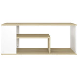 Coffee Table White and Sonoma Oak 100x50x40 cm Engineered Wood - Top-Down View