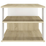 Coffee Table White and Sonoma Oak 100x50x40 cm Engineered Wood - 45-Degree Angle