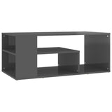 Coffee Table High Gloss Grey 100x50x40 cm Engineered Wood - Front View