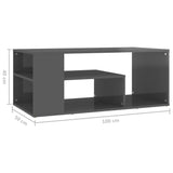 Coffee Table High Gloss Grey 100x50x40 cm Engineered Wood - Rear View