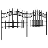 Garden Fence KAMPEN with Spear Top Black 240x75 cm Steel - Side View