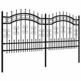 Garden Fence KAMPEN with Spear Top Black 240x100 cm Steel - Side View