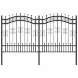 Garden Fence KAMPEN with Spear Top Black 240x125 cm Steel