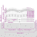 Garden Fence KAMPEN with Spear Top Black 240x125 cm Steel