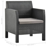 Garden Chairs with Cushions 2 pcs PP Rattan Anthracite - Close-Up Angle