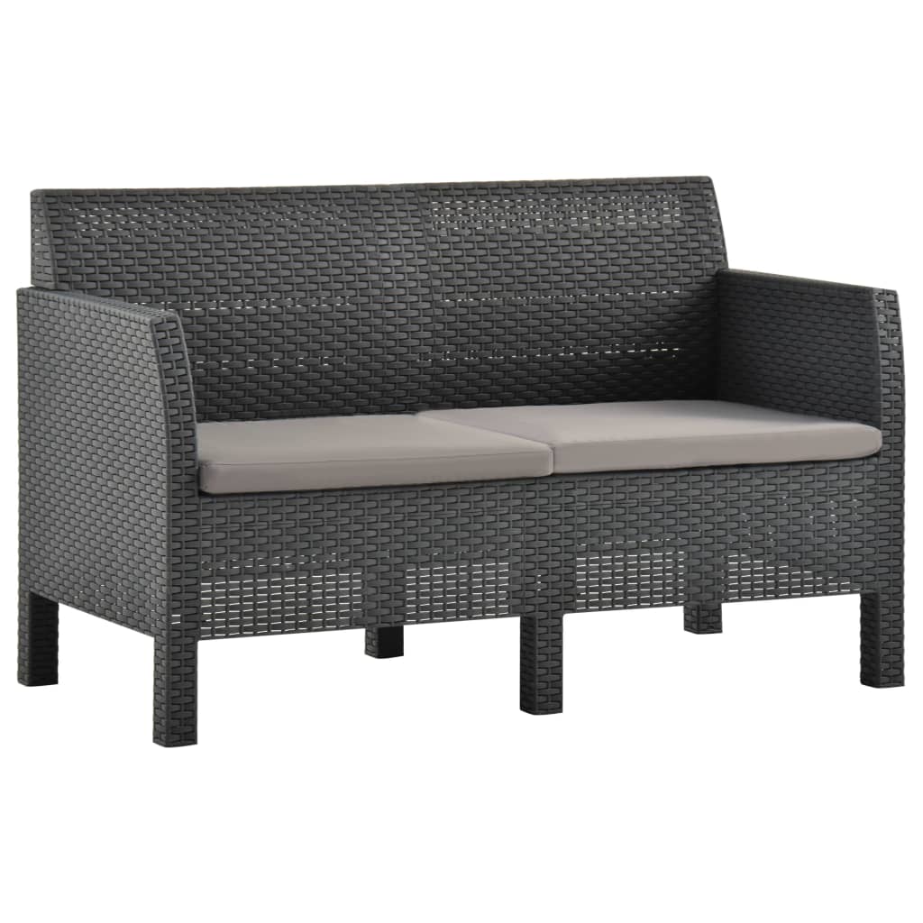2 Piece Garden Lounge Set with Cushions PP Rattan Anthracite