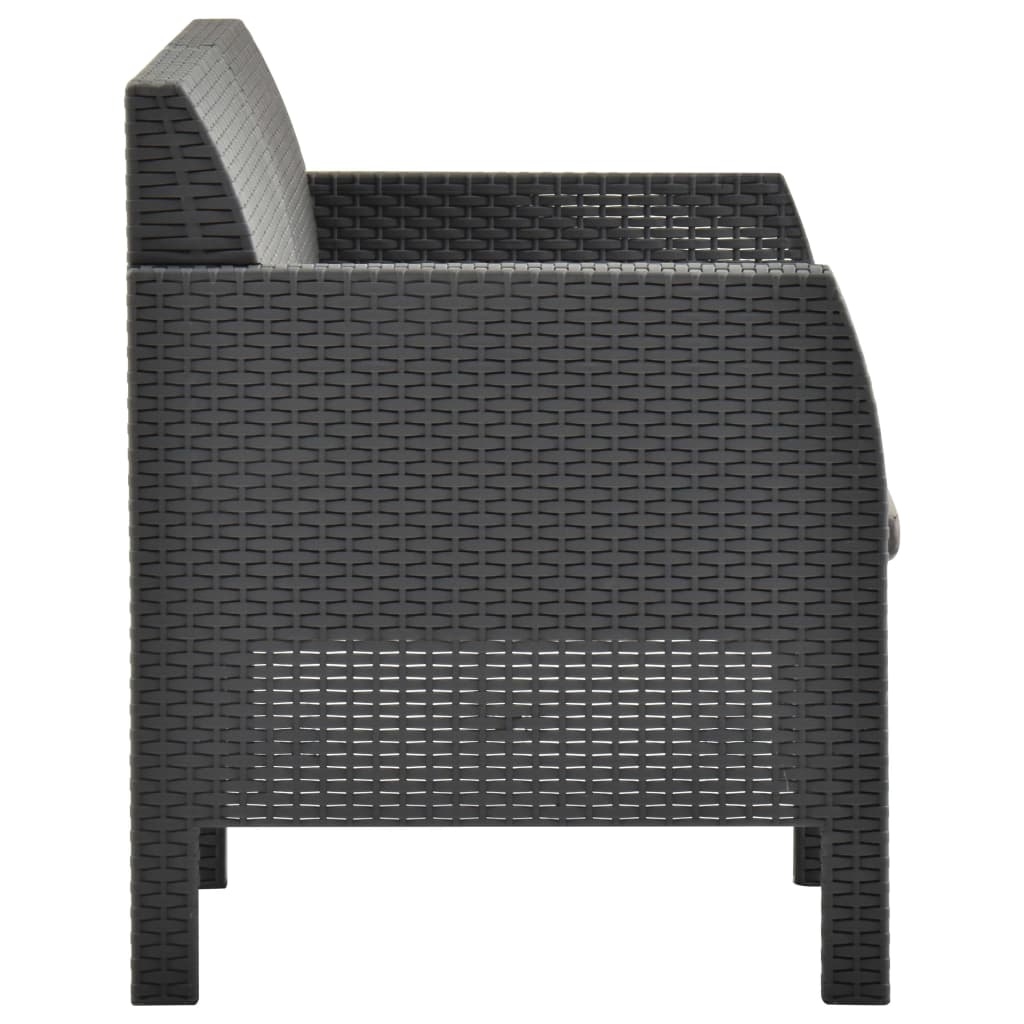 2 Piece Garden Lounge Set with Cushions PP Rattan Anthracite