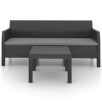 2 Piece Garden Lounge Set with Cushions PP Rattan Anthracite