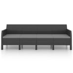 4-Seater Garden Sofa with Cushions Anthracite PP Rattan