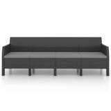 4-Seater Garden Sofa with Cushions Anthracite PP Rattan - Side View