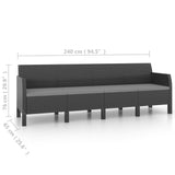 4-Seater Garden Sofa with Cushions Anthracite PP Rattan - Top-Down View