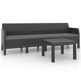 2 Piece Garden Lounge Set with Cushions PP Rattan Anthracite - Front View