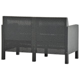 3 Piece Garden Lounge Set with Cushions PP Rattan Anthracite - Rear View