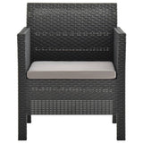 3 Piece Garden Lounge Set with Cushions PP Rattan Anthracite - Low Angle