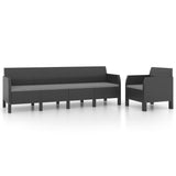 2 Piece Garden Lounge Set with Cushions PP Rattan Anthracite - Front View