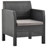 2 Piece Garden Lounge Set with Cushions PP Rattan Anthracite - Side View