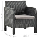 3 Piece Garden Lounge Set with Cushions PP Rattan Anthracite - Extra Image