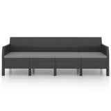 4 Piece Garden Lounge Set with Cushions PP Rattan Anthracite