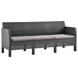 3 Piece Garden Lounge Set with Cushions PP Rattan Anthracite - Side View